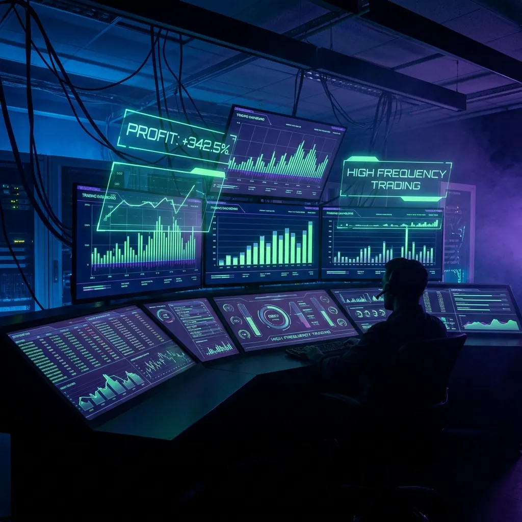 Cyberpunk dashboard showing reduced public profit margins vs high private yields